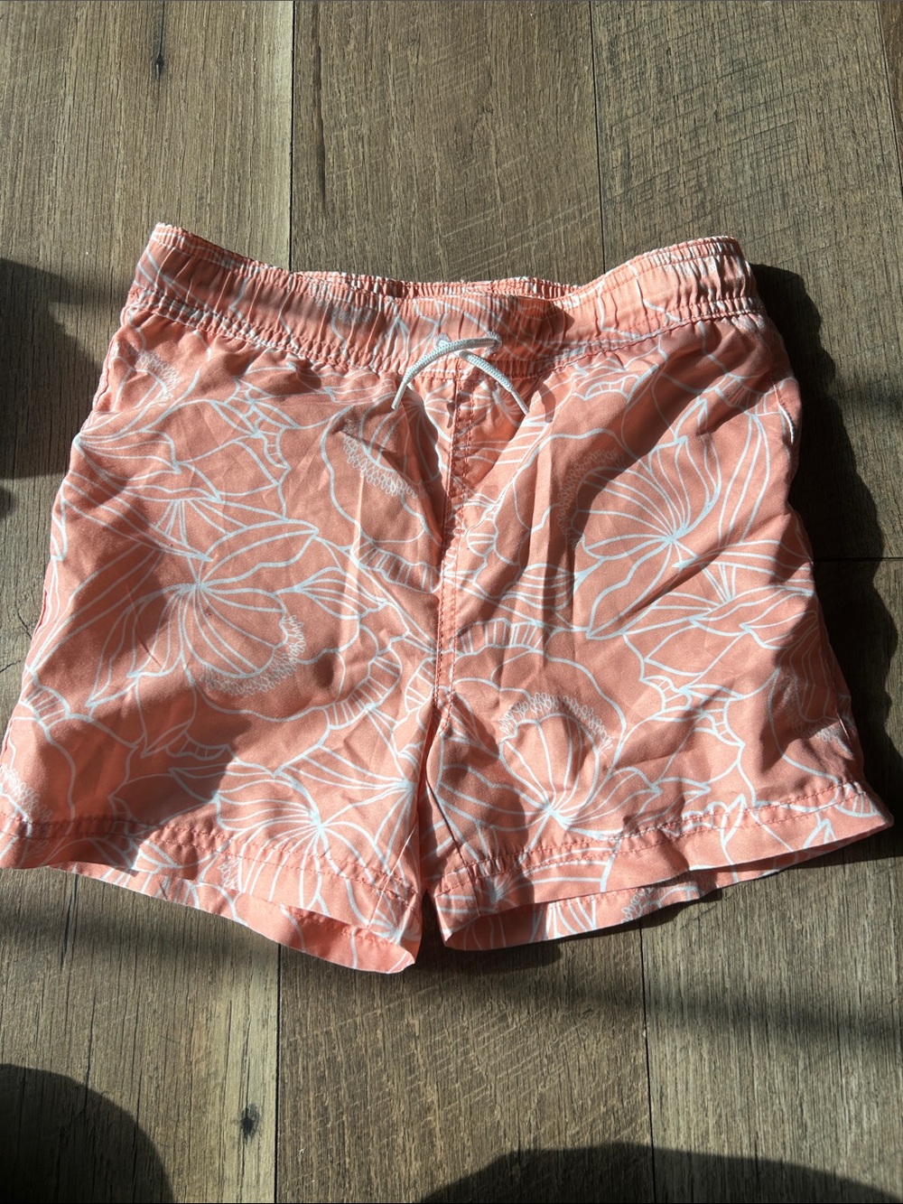 Janie and Jack Coral Pink Floral Swim Trunks